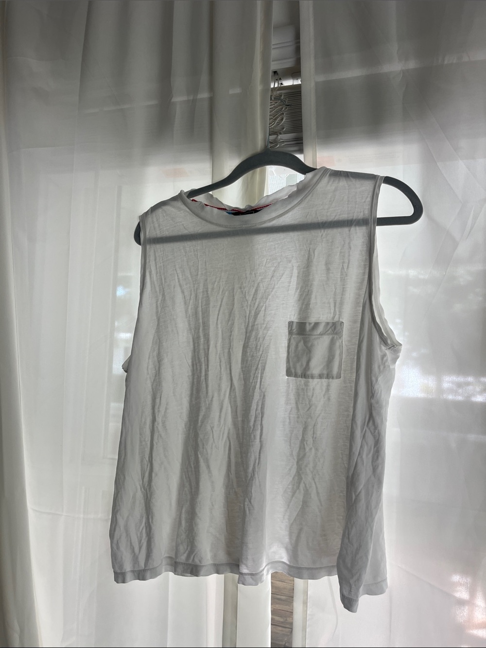 AYR White Sleeveless Pocket Muscle Tee